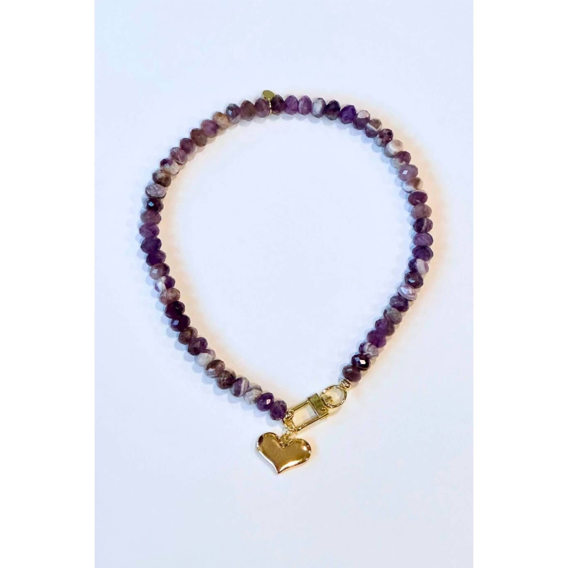 New Accessory Concierge Vino Heart Charm Collar Necklace In Purple
